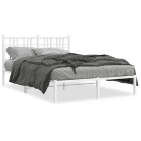 Bettgestell aus Metall mit weißem Kopfteil 120x200 cm von vidaXL, Betten und Lattenroste - Ref: Foro24-376371, Preis: 105,71 ...