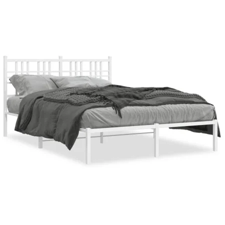 Bettgestell aus Metall mit weißem Kopfteil 120x200 cm von vidaXL, Betten und Lattenroste - Ref: Foro24-376371, Preis: 105,71 ...