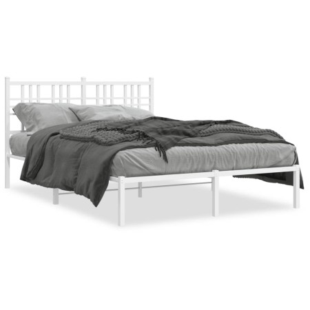 Bettgestell aus Metall mit weißem Kopfteil 120x200 cm von vidaXL, Betten und Lattenroste - Ref: Foro24-376371, Preis: 107,47 ...