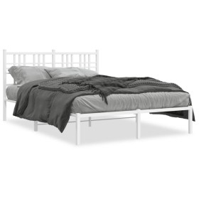 Estructura de cama de metal con cabecero blanca 140x190 cm