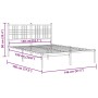 Metal bed frame with white headboard 140x190 cm by vidaXL, Beds and slatted bases - Ref: Foro24-376373, Price: 109,18 €, Disc...