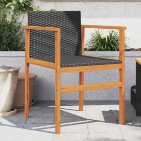 Sillas de jardín 2 uds madera maciza y ratán sintético negro by vidaXL, Garden chairs - Ref: Foro24-368708, Price: 117,49 €, ...