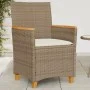 Gartenstühle mit Kissen, 2 Stück, PE-Rattan in Beige und Akazienholz. von vidaXL, Gartenstühle - Ref: Foro24-368722, Preis: 2...