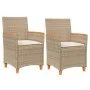 Gartenstühle mit Kissen, 2 Stück, PE-Rattan in Beige und Akazienholz. von vidaXL, Gartenstühle - Ref: Foro24-368722, Preis: 2...