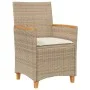 Gartenstühle mit Kissen, 2 Stück, PE-Rattan in Beige und Akazienholz. von vidaXL, Gartenstühle - Ref: Foro24-368722, Preis: 2...