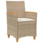 Sillas de jardín con cojín 2 uds ratán PE beige y madera acacia by vidaXL, Garden chairs - Ref: Foro24-368722, Price: 212,19 ...