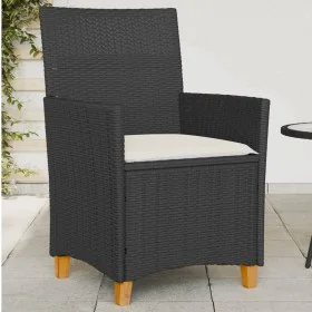 Gartenstühle mit Kissen, 2 Stück, PE-Rattan in Schwarz und Akazienholz. von vidaXL, Gartenstühle - Ref: Foro24-368717, Preis:...