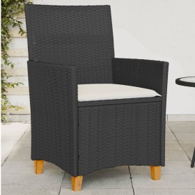 Gartenstühle mit Kissen, 2 Stück, PE-Rattan in Schwarz und Akazienholz. von vidaXL, Gartenstühle - Ref: Foro24-368717, Preis:...