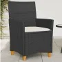 Sillas de jardín con cojín 2 uds ratán PE negro y madera acacia de vidaXL, Sillas de jardín - Ref: Foro24-368717, Precio: 198...