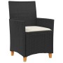 Gartenstühle mit Kissen, 2 Stück, PE-Rattan in Schwarz und Akazienholz. von vidaXL, Gartenstühle - Ref: Foro24-368717, Preis:...