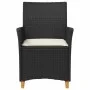 Sillas de jardín con cojín 2 uds ratán PE negro y madera acacia de vidaXL, Sillas de jardín - Ref: Foro24-368717, Precio: 198...