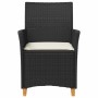 Sillas de jardín con cojín 2 uds ratán PE negro y madera acacia by vidaXL, Garden chairs - Ref: Foro24-368717, Price: 202,23 ...