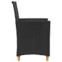 Sillas de jardín con cojín 2 uds ratán PE negro y madera acacia de vidaXL, Sillas de jardín - Ref: Foro24-368717, Precio: 198...
