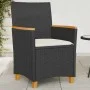 Sillas de jardín con cojín 2 uds ratán PE negro y madera acacia de vidaXL, Sillas de jardín - Ref: Foro24-368720, Precio: 204...