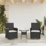 Sillas de jardín con cojín 2 uds ratán PE negro y madera acacia de vidaXL, Sillas de jardín - Ref: Foro24-368720, Precio: 204...