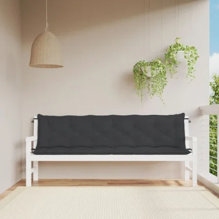 Gartensitzbankkissen 2 Stück aus schwarzem Oxford-Stoff 200x50x7 cm von vidaXL, Kissen für Stühle und Sofas - Ref: Foro24-361...