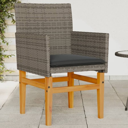 Gartenstühle und Kissen 2 Stück aus grauem PE-Rattan und Massivholz von vidaXL, Gartenstühle - Ref: Foro24-368715, Preis: 204...