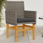 Sillas de jardín y cojines 2 uds ratán PE gris y madera maciza by vidaXL, Garden chairs - Ref: Foro24-368715, Price: 204,76 €...