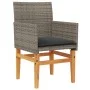 Gartenstühle und Kissen 2 Stück aus grauem PE-Rattan und Massivholz von vidaXL, Gartenstühle - Ref: Foro24-368715, Preis: 200...