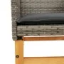 Sillas de jardín y cojines 2 uds ratán PE gris y madera maciza de vidaXL, Sillas de jardín - Ref: Foro24-368715, Precio: 200,...