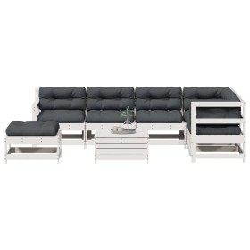 Set muebles jardín con cojines 8 pzas madera maciza pino blanco by vidaXL, Garden sets - Ref: Foro24-3250577, Price: 705,53 €...