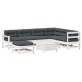 Set muebles jardín con cojines 8 pzas madera maciza pino blanco by vidaXL, Garden sets - Ref: Foro24-3250577, Price: 705,53 €...