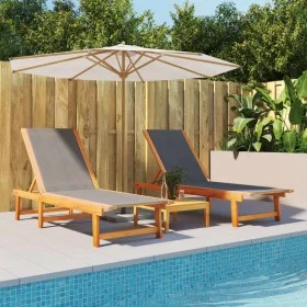 Tumbonas 2 unidades madera maciza de acacia y textileno negro by vidaXL, Loungers - Ref: Foro24-3279247, Price: 301,88 €, Dis...