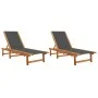 Tumbonas 2 unidades madera maciza de acacia y textileno negro de vidaXL, Tumbonas - Ref: Foro24-3279247, Precio: 301,85 €, De...