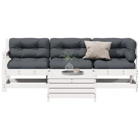 Set muebles jardín 4 pzas con cojines madera maciza pino blanco by vidaXL, Garden sets - Ref: Foro24-3250781, Price: 370,72 €...