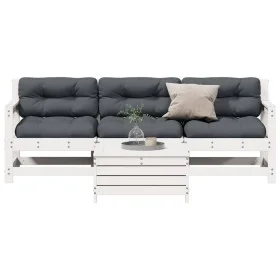 Gartenmöbel-Set 4-teilig mit Kissen aus massivem weißem Kiefernholz. von vidaXL, Gartensets - Ref: Foro24-3250797, Preis: 367...