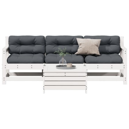 Set muebles jardín 4 pzas con cojines madera maciza pino blanco by vidaXL, Garden sets - Ref: Foro24-3250797, Price: 371,57 €...