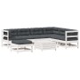 Set muebles jardín con cojines 8 pzas madera maciza pino blanco by vidaXL, Garden sets - Ref: Foro24-3250561, Price: 694,60 €...