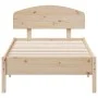 Bed frame with headboard solid pine wood 90x200 cm by vidaXL, Beds and slatted bases - Ref: Foro24-3207221, Price: 118,50 €, ...