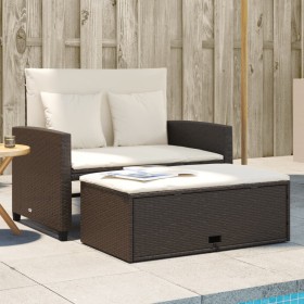 Gartensofa mit Kissen, 2-Sitzer, braunes Kunststoff-Rattan von vidaXL, Outdoor-Sofas - Ref: Foro24-365133, Preis: 259,61 €, R...