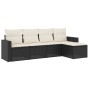 Gartenmöbel-Set 5-teilig mit schwarzen Polstern aus synthetischem Rattan von vidaXL, Modulare Sofas für den Außenbereich - Re...