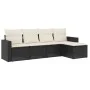 Set de muebles de jardín 5 pzas y cojines ratán sintético negro by vidaXL, Modular outdoor sofas - Ref: Foro24-3251223, Price...