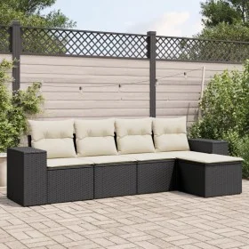 Gartenmöbel-Set 5-teilig mit schwarzen Polstern aus synthetischem Rattan von vidaXL, Gartensets - Ref: Foro24-3254823, Preis:...