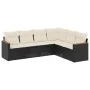 Set de sofás de jardín 6 piezas y cojines ratán sintético negro de vidaXL, Conjuntos de jardín - Ref: Foro24-3258402, Precio:...