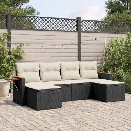 Set de sofás de jardín 6 piezas y cojines ratán sintético negro by vidaXL, Garden sets - Ref: Foro24-3259459, Price: 356,62 €...