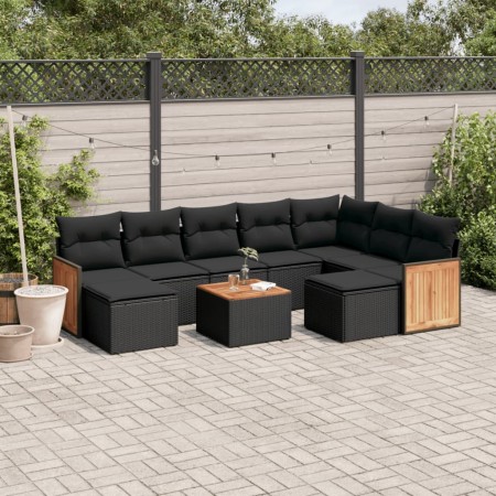 Set de sofás de jardín 10 pzas cojines ratán sintético negro by vidaXL, Garden sets - Ref: Foro24-3260627, Price: 597,10 €, D...
