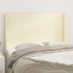 Cabecero con orejas cuero sintético crema 147x16x118/128cm