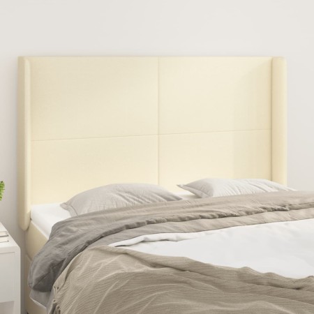 Cabecero con orejas cuero sintético crema 147x16x118/128cm