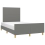 Bed frame with headboard dark gray fabric 120x190 cm by vidaXL, Beds and slatted bases - Ref: Foro24-3270500, Price: 171,20 €...