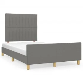 Bed frame with headboard dark gray fabric 120x190 cm by vidaXL, Beds and slatted bases - Ref: Foro24-3270528, Price: 158,73 €...