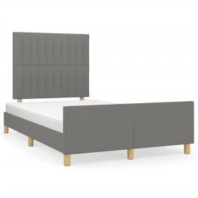 Estructura de cama con cabecero tela gris oscuro 120x190 cm