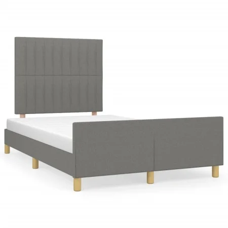 Bed frame with headboard dark gray fabric 120x190 cm by vidaXL, Beds and slatted bases - Ref: Foro24-3270528, Price: 158,73 €...
