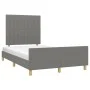 Bed frame with headboard dark gray fabric 120x190 cm by vidaXL, Beds and slatted bases - Ref: Foro24-3270528, Price: 158,73 €...