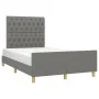 Bed frame with headboard dark gray fabric 120x190 cm by vidaXL, Beds and slatted bases - Ref: Foro24-3270535, Price: 169,27 €...