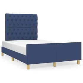 Bed frame with blue fabric headboard 120x190 cm by vidaXL, Beds and slatted bases - Ref: Foro24-3270540, Price: 188,25 €, Dis...