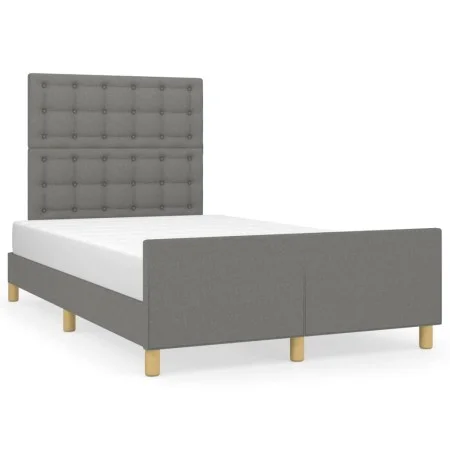 Bed frame with headboard dark gray fabric 120x190 cm by vidaXL, Beds and slatted bases - Ref: Foro24-3270542, Price: 169,93 €...